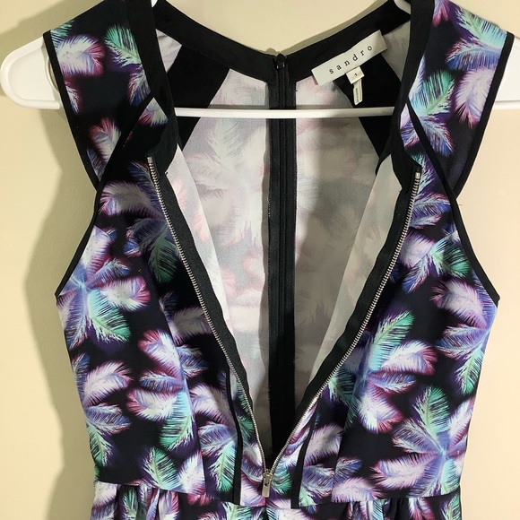 Sandro Multi-colored Trippy Palm Tree Leaf Print Sleeveleless Mini Dress - Picture 4 of 11